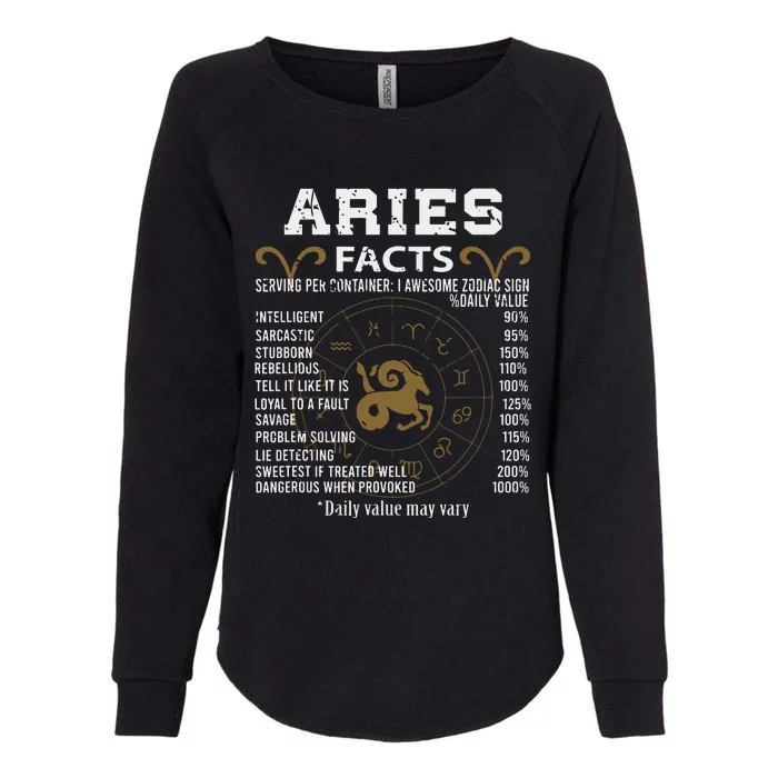 Aries Facts Zodiac Sign Womens California Wash Sweatshirt