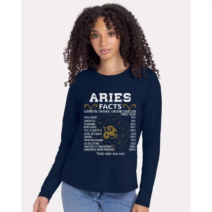 Aries Facts Zodiac Sign Womens Cotton Relaxed Long Sleeve T-Shirt