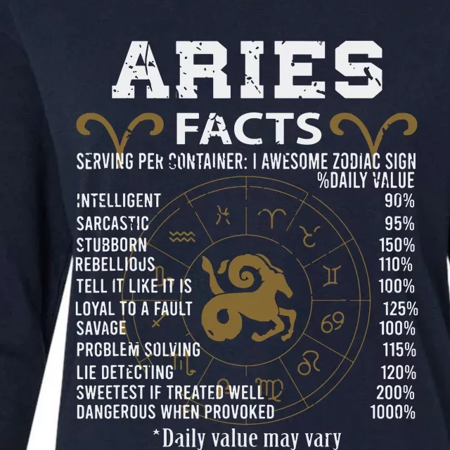 Aries Facts Zodiac Sign Womens Cotton Relaxed Long Sleeve T-Shirt