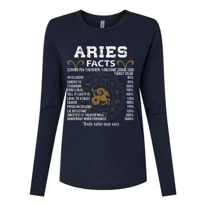 Aries Facts Zodiac Sign Womens Cotton Relaxed Long Sleeve T-Shirt