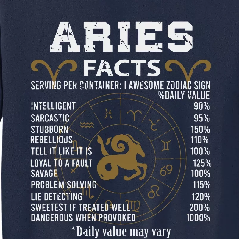 Aries Facts Zodiac Sign Tall Sweatshirt