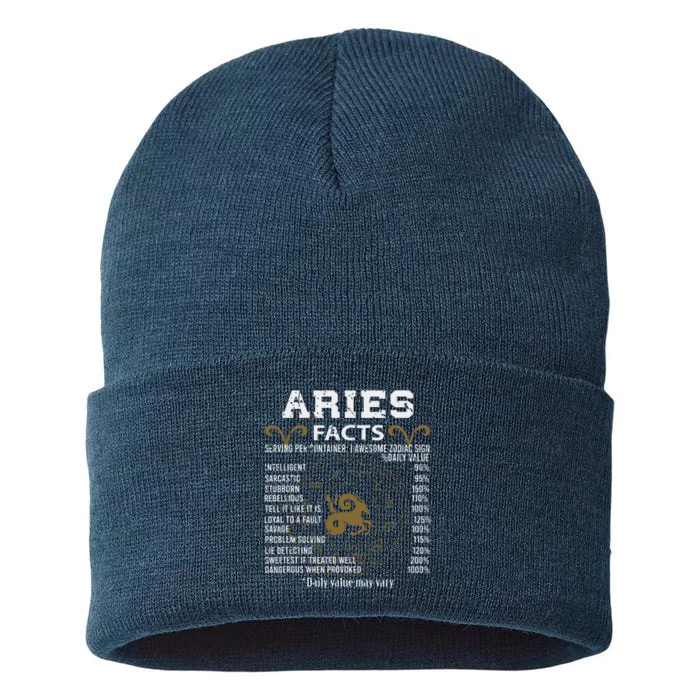 Aries Facts Zodiac Sign Sustainable Knit Beanie