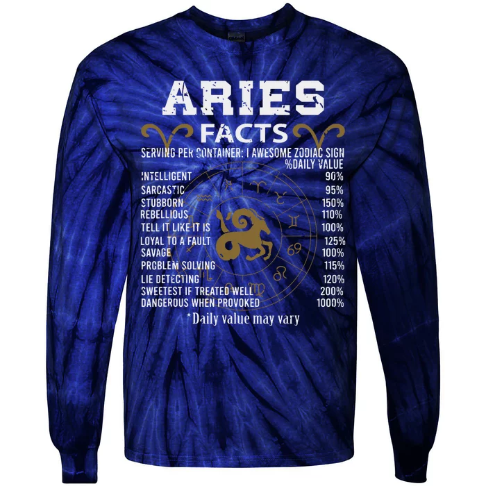 Aries Facts Zodiac Sign Tie-Dye Long Sleeve Shirt