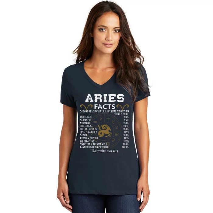 Aries Facts Zodiac Sign Women's V-Neck T-Shirt