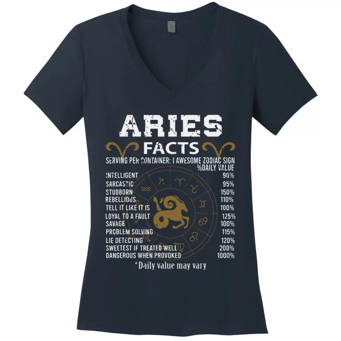 Aries Facts Zodiac Sign Women's V-Neck T-Shirt