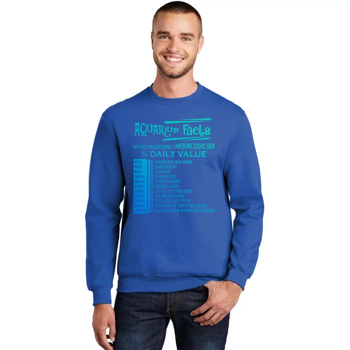 Aquarius Facts Zodiac Gift Born In January 20 February 18 Gift Tall Sweatshirt