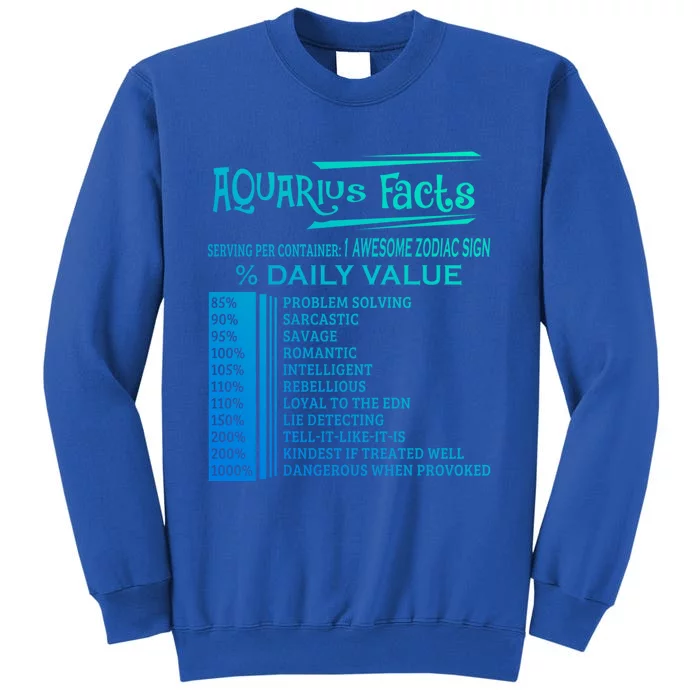 Aquarius Facts Zodiac Gift Born In January 20 February 18 Gift Tall Sweatshirt