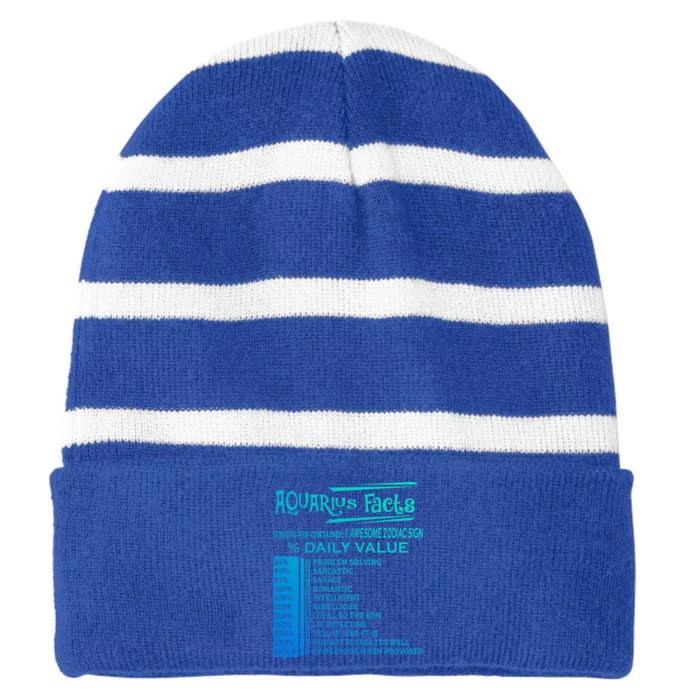 Aquarius Facts Zodiac Gift Born In January 20 February 18 Gift Striped Beanie with Solid Band