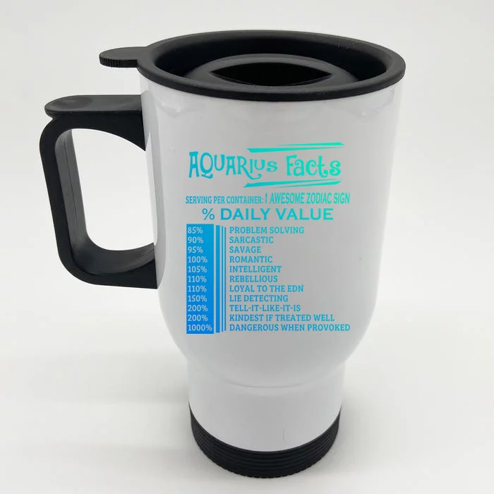 Aquarius Facts Zodiac Gift Born In January 20 February 18 Gift Front & Back Stainless Steel Travel Mug