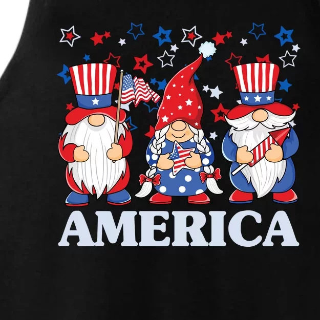 America Gnome 4th Of July Celebration Ladies Tri-Blend Wicking Tank