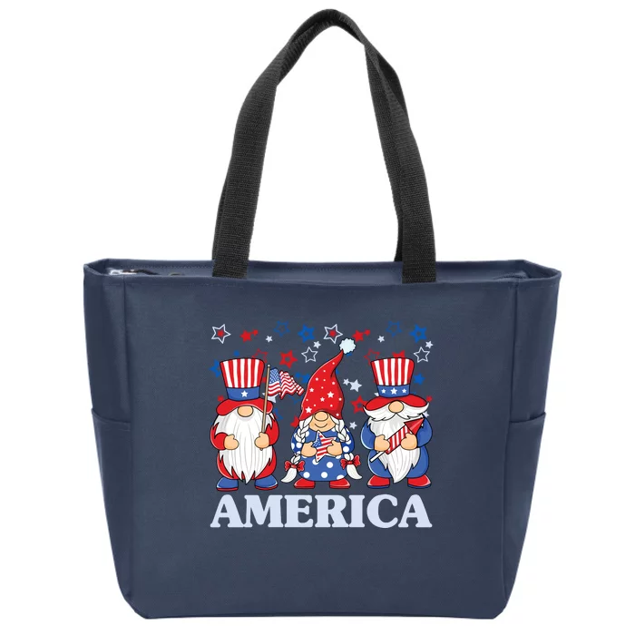 America Gnome 4th Of July Celebration Zip Tote Bag