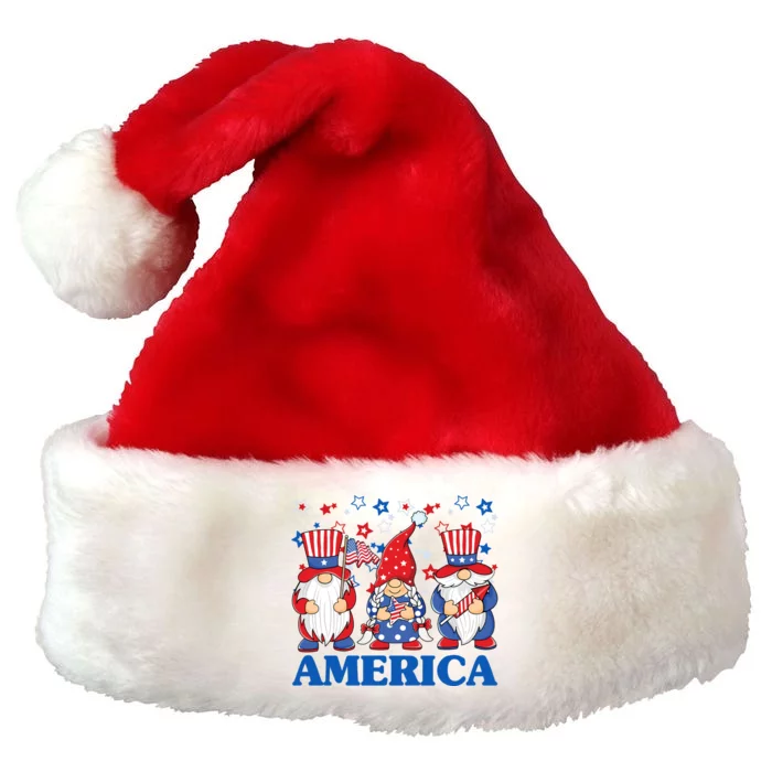 America Gnome 4th Of July Celebration Premium Christmas Santa Hat