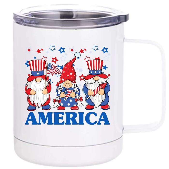 America Gnome 4th Of July Celebration Front & Back 12oz Stainless Steel Tumbler Cup