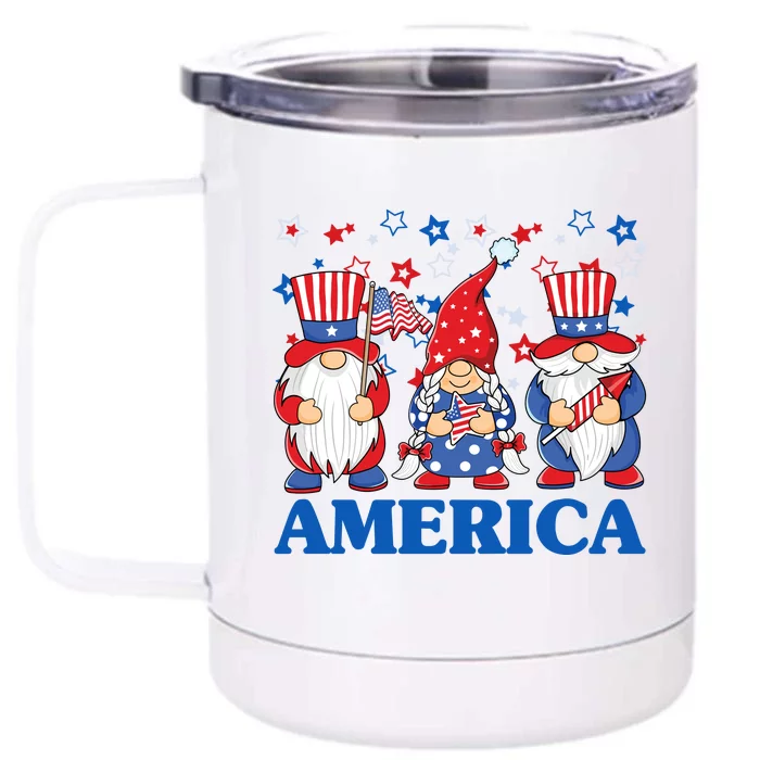 America Gnome 4th Of July Celebration Front & Back 12oz Stainless Steel Tumbler Cup