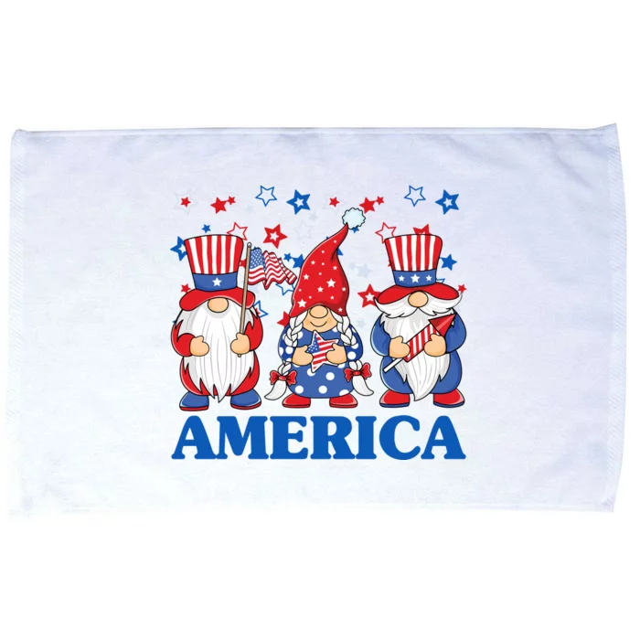 America Gnome 4th Of July Celebration Microfiber Hand Towel