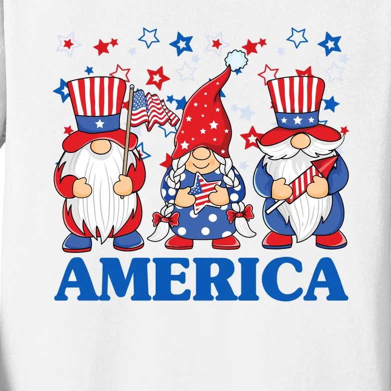 America Gnome 4th Of July Celebration Kids Long Sleeve Shirt