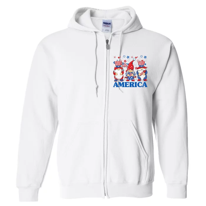 America Gnome 4th Of July Celebration Full Zip Hoodie