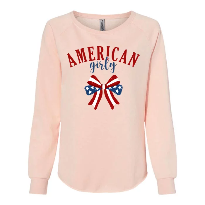 American Girly 4th Of July Usa Bow Womens California Wash Sweatshirt