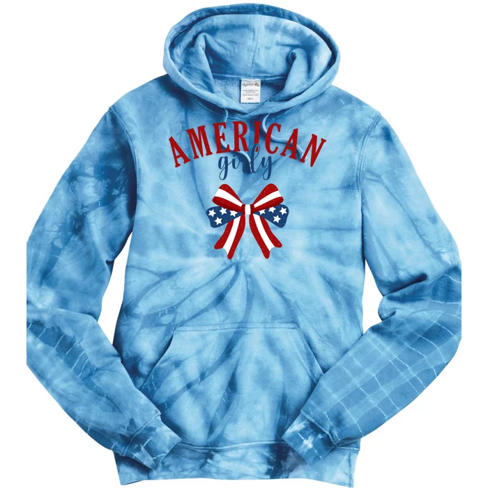 American Girly 4th Of July Usa Bow Tie Dye Hoodie