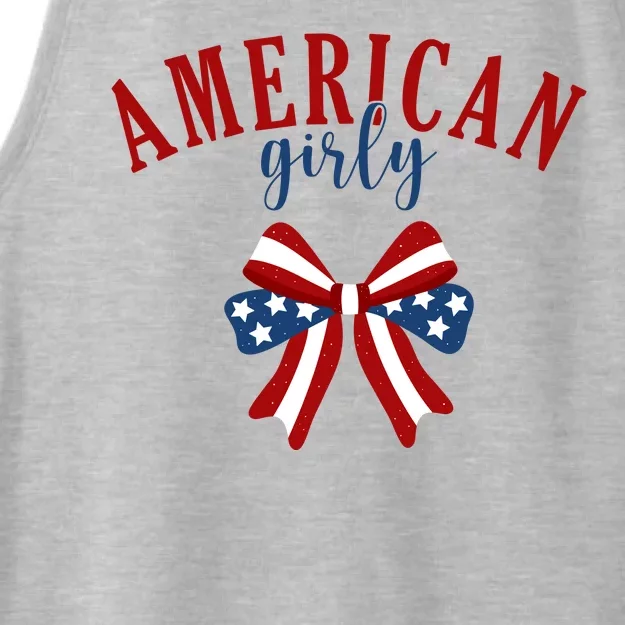 American Girly 4th Of July Usa Bow Ladies Tri-Blend Wicking Tank