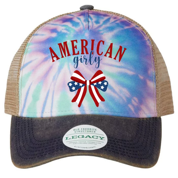 American Girly 4th Of July Usa Bow Legacy Tie Dye Trucker Hat