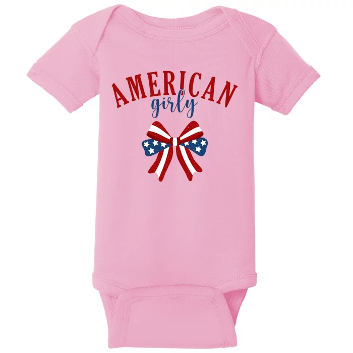 American Girly 4th Of July Usa Bow Baby Bodysuit