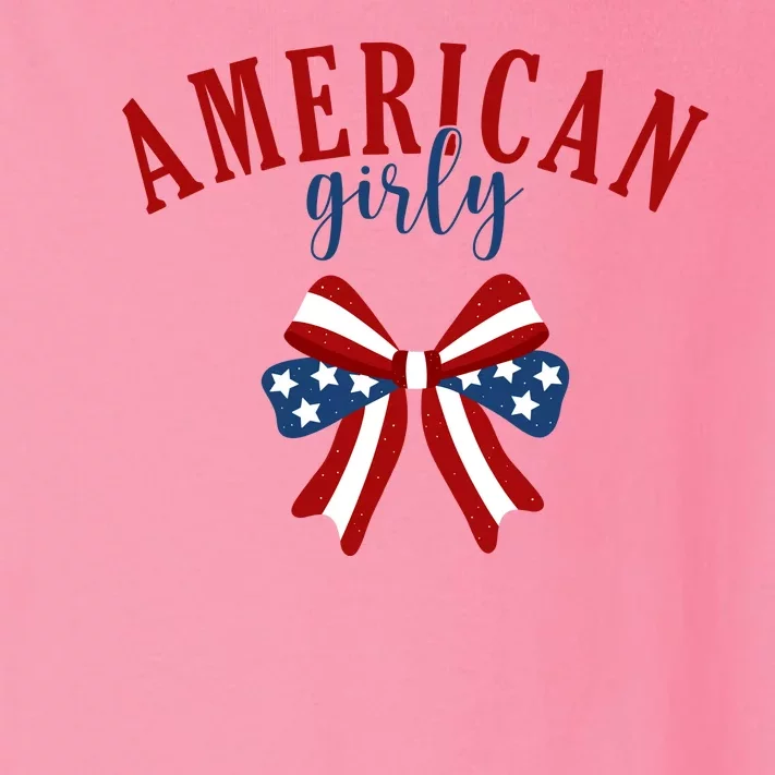 American Girly 4th Of July Usa Bow Toddler Long Sleeve Shirt