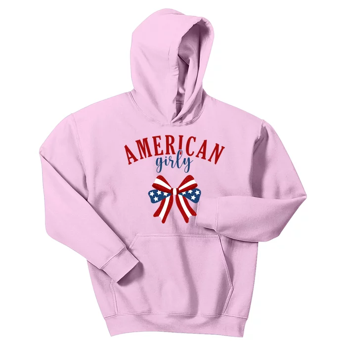 American Girly 4th Of July Usa Bow Kids Hoodie