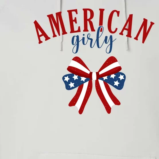 American Girly 4th Of July Usa Bow Performance Fleece Hoodie