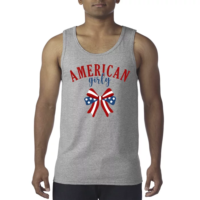 American Girly 4th Of July Usa Bow Tank Top