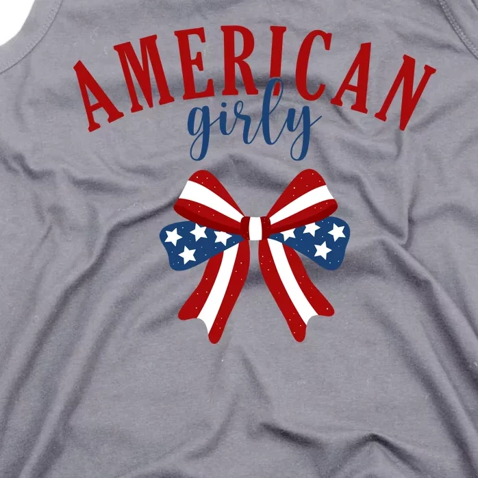 American Girly 4th Of July Usa Bow Tank Top