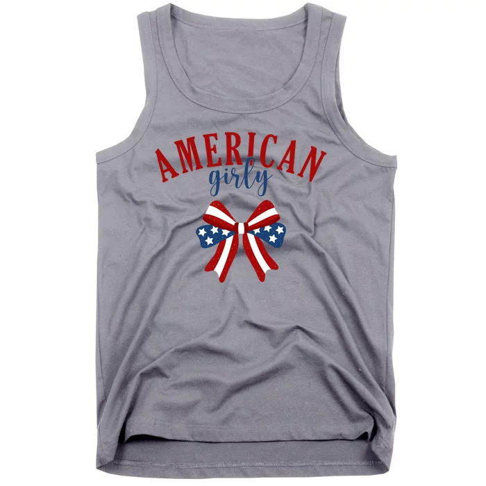 American Girly 4th Of July Usa Bow Tank Top