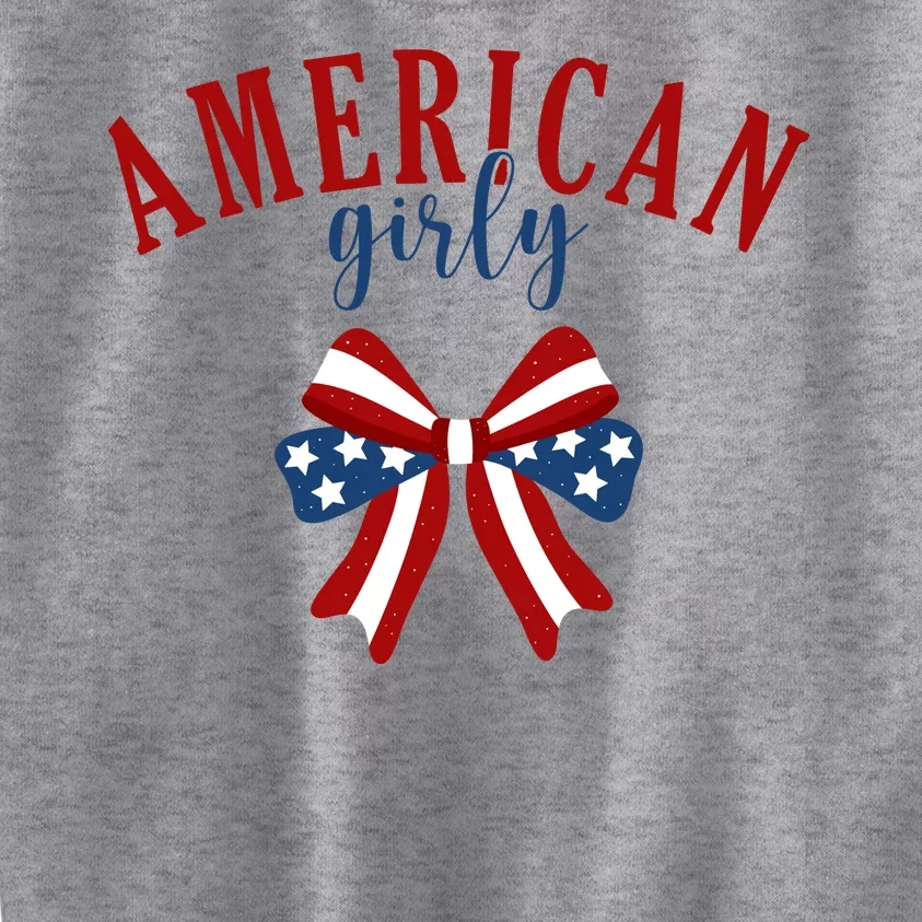 American Girly 4th Of July Usa Bow Kids Sweatshirt