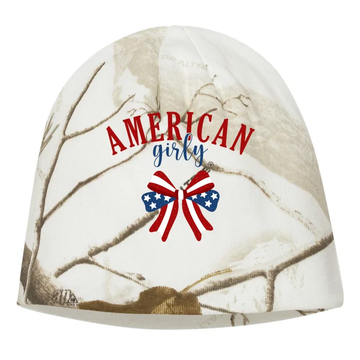 American Girly 4th Of July Usa Bow Kati - Camo Knit Beanie