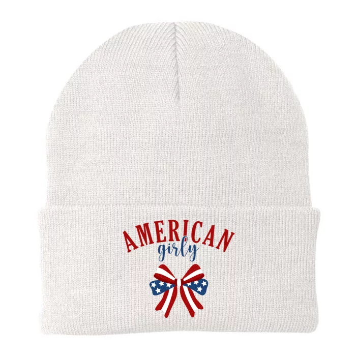 American Girly 4th Of July Usa Bow Knit Cap Winter Beanie