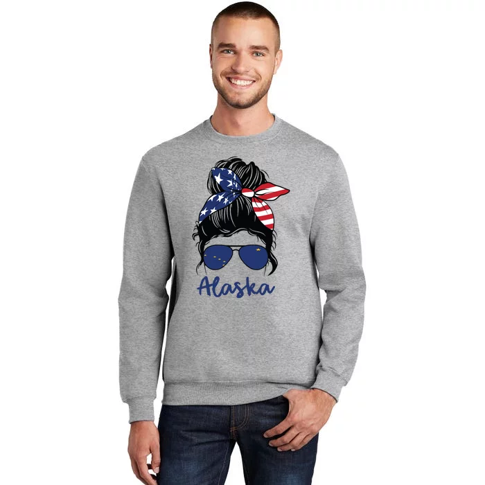 Alaska Girl Alaska State Flag Girlfriend Tall Sweatshirt