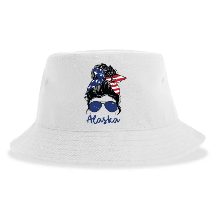 Alaska Girl Alaska State Flag Girlfriend Sustainable Bucket Hat