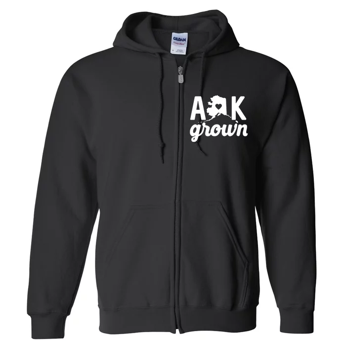 Alaska Grown Ak Home State Heart Script Full Zip Hoodie