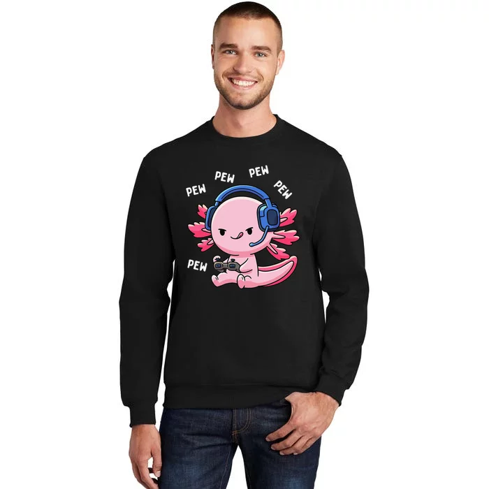 Axolotl Gaming Anime Video Game Pew Gamer Tall Sweatshirt