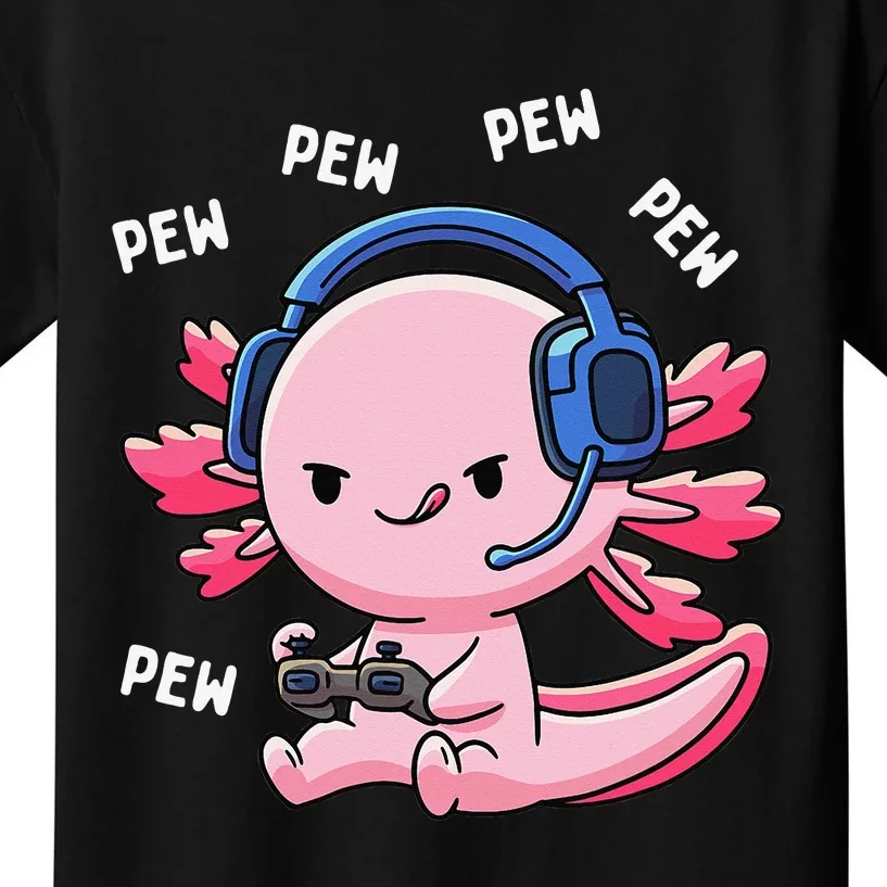 Axolotl Gaming Anime Video Game Pew Gamer Kids T-Shirt