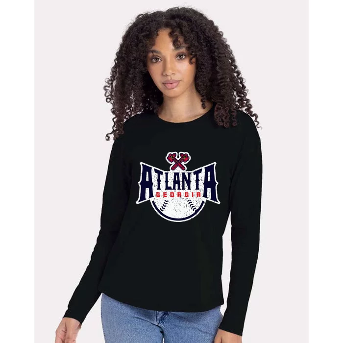 Atlanta Georgia Atl Vintage Baseball Retro Throwback Womens Cotton Relaxed Long Sleeve T-Shirt