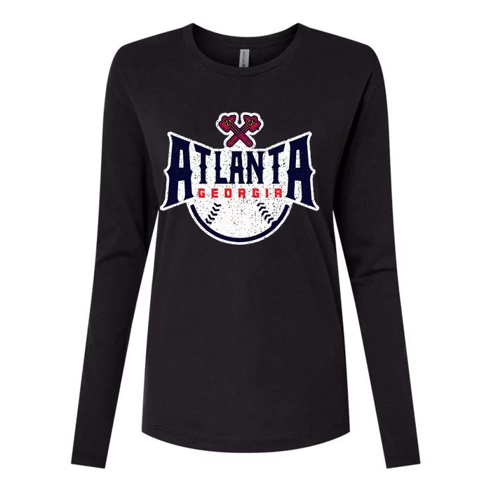 Atlanta Georgia Atl Vintage Baseball Retro Throwback Womens Cotton Relaxed Long Sleeve T-Shirt