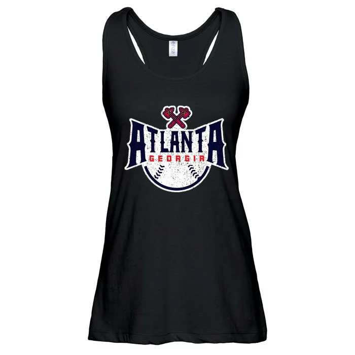 Atlanta Georgia Atl Vintage Baseball Retro Throwback Ladies Essential Flowy Tank