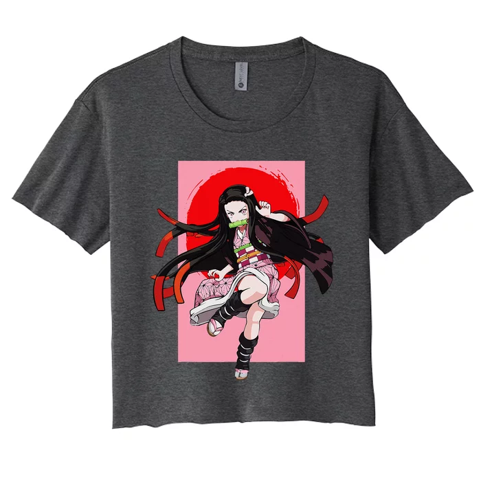 Anime Girl Aesthetic Japanese Waifu Otaku Weeb Art Japan Women's Crop Top Tee