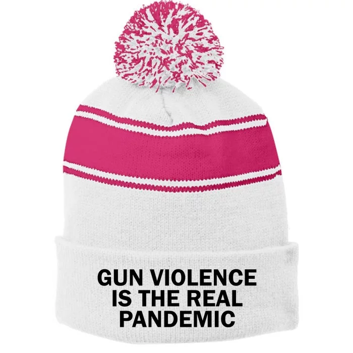 Anti Gun Awareness Day Wear Orange Enough End Gun Violence Stripe Pom Pom Beanie