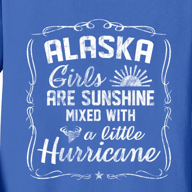 Alaska Girls Are Sunshine Mixed With A Little Hurricane Cool Gift Kids Long Sleeve Shirt