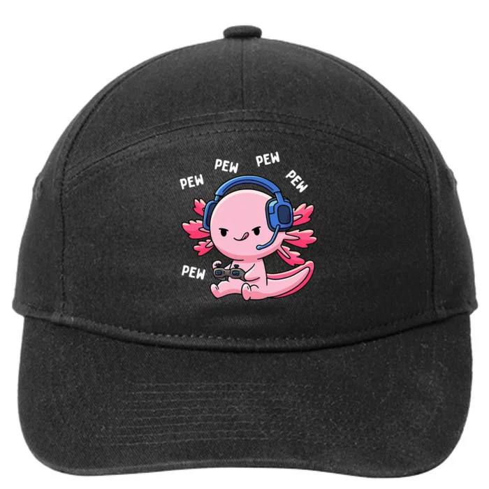 Axolotl Gaming Anime Video Game Pew Gamer 7-Panel Snapback Hat