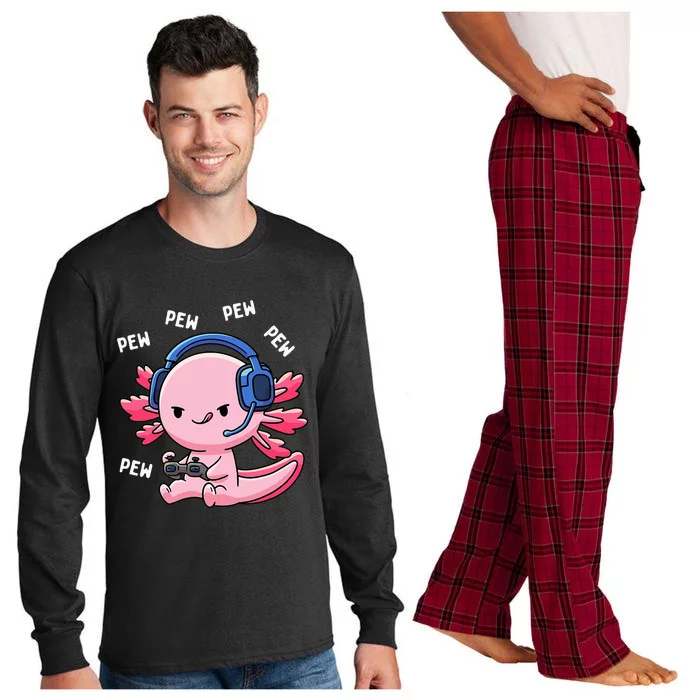 Axolotl Gaming Anime Video Game Pew Gamer Long Sleeve Pajama Set