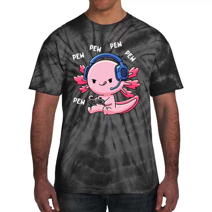 Axolotl Gaming Anime Video Game Pew Gamer Tie-Dye T-Shirt