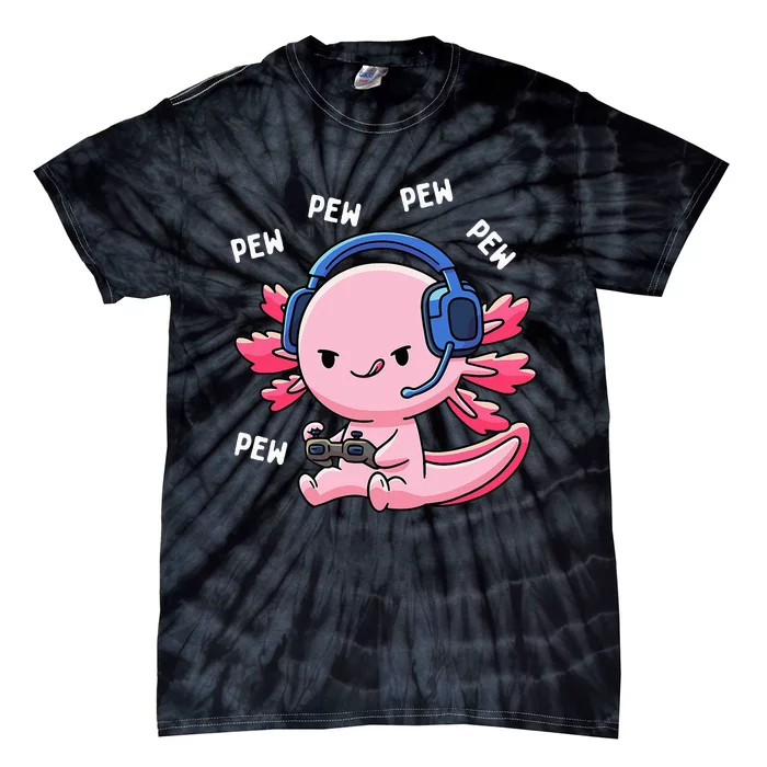 Axolotl Gaming Anime Video Game Pew Gamer Tie-Dye T-Shirt